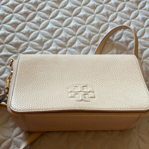 Tory Burch Cream Pebbled Leather Crossbody